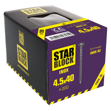 Vis Inox A2 - 4,5x40 - boîte de 200 STARBLOCK