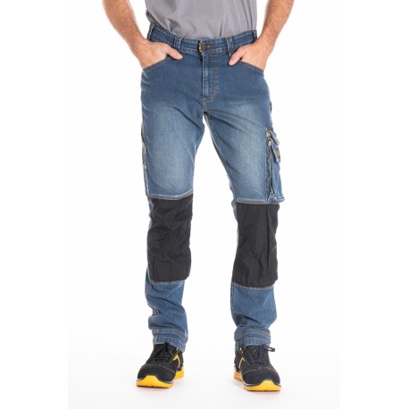 Jeans de travail stretch avec emplacement genouillères JOBPRO stone brossé T.48