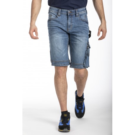 Bermuda de travail multi-poches denim stretch SUNJOBA brossé T.44